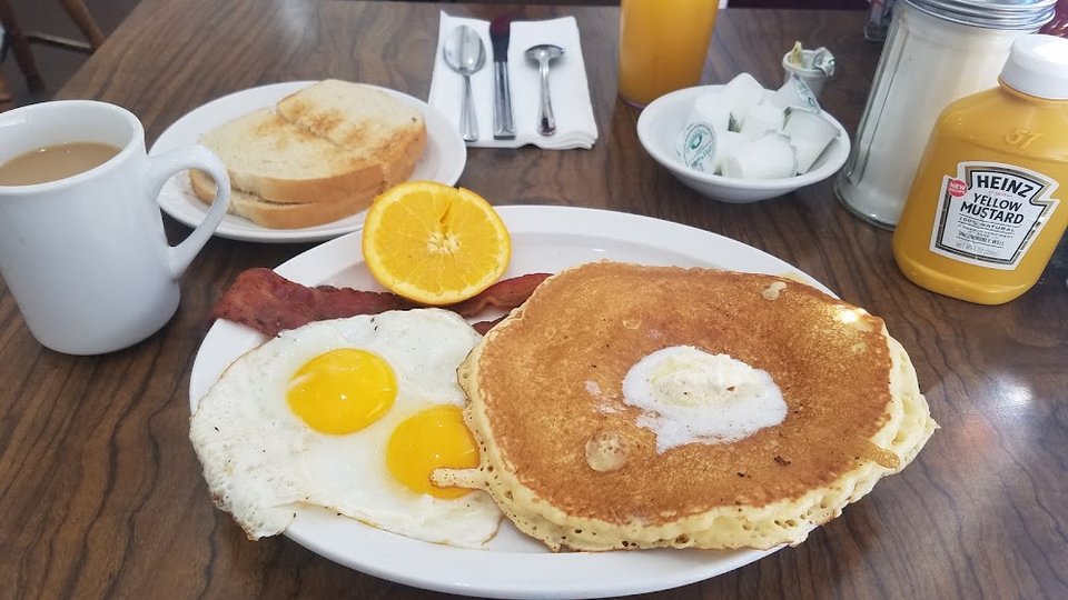 2 Eggs Bacon Pancake and Toast